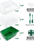 Dimensions of Seed Starter Tray Kit With Humidity Domes, 12 Pack 144 Cell Seedling Trays, Reusable Germination Trays With Tools