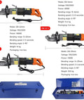 Heavy Duty Electric Hydraulic Tube Bender For Rebar And Steel Pipe 25Mm Max Capacity shown with specifications and dimensions.