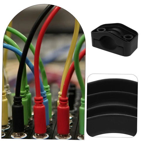 Knockout Quality High Voltage Cable Clamp Grips Wiring Harness Rock Solid For Distribution Box Wire Clutter Control And Dead Simple Electrical Routing Saves Real Time Effort In Black, featuring colorful wires and a black plastic clamp.