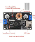 Top view of Dope Buck Converter Power Module Adjustable Voltage Regulator From 6V-32V Down To 1.5-32V Up To 5A, with labeled components.
