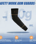 Heavy Duty Cut Resistant Arm Sleeves, anti puncture high risk guard for thin skin, black fit with elbow and wrist coverage.
