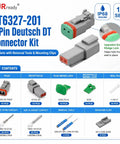 2 Pin Deutsch DT Connector Kit With 10 Sets DT04 2P DT06 2S Size 16 Stamped Contacts For 14-18 AWG Wires With Pin Removal