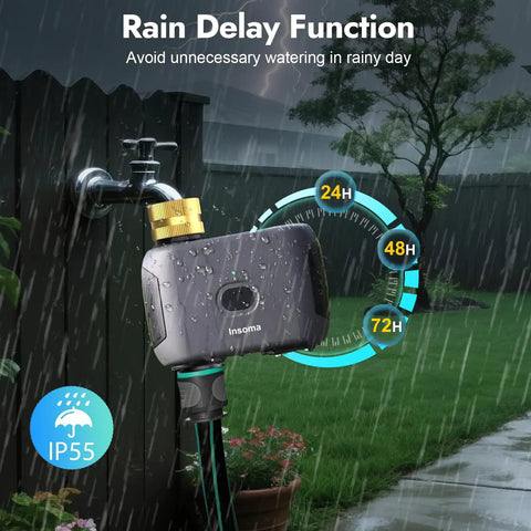 Rain delay function on WiFi Water Timer For Garden Hose Smart Sprinkler Timer With App Remote Control Alexa Voice Control