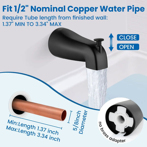 Hassle Free Matte Black Shower Faucet Set With Six Inch Rainhead And Tub Spout Solid Brass Rough In Valve All In One Bath Kit That Makes Renovations Dead Simple