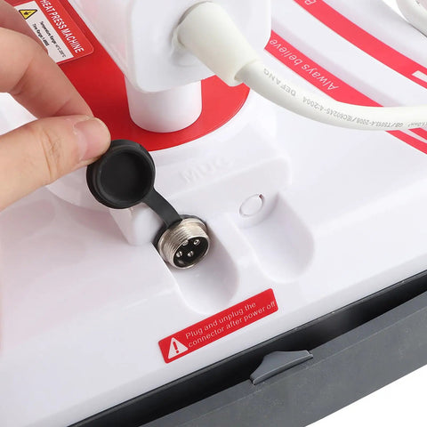 Close-up of socket on 5 In 1 Heat Press Machine For T Shirts Mugs Hats Plates Pens Transfers, DIY Craft Tool For Home Studio