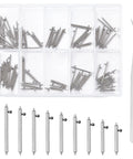 Stainless Steel Watch Band Pins Replacement Kit With Quick Release Spring Bars, Link Pins, and Remover Tool in a clear box