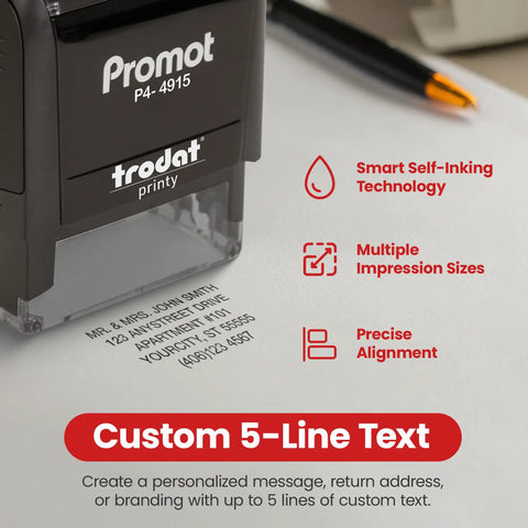 Self Inking Personalized Stamp With Up To Five Lines Of Custom Text For Addresses Names Or Office Use No Fuss Ink Cartridge Change Large Rubber Stamp For Business