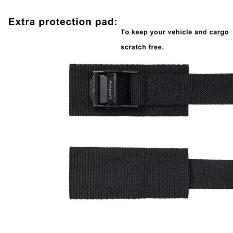 Adjustable Cam Buckle Lashing Straps 6 ft 1 in wide with extra protection pad and heavy duty brine yarn webbing for secure hauling