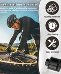 Cyclist installing 2 Pack Mountain Bike Hub Adapter Quick Release Converter 15mm To 9mm Thru Axle, aluminum quality emphasis.