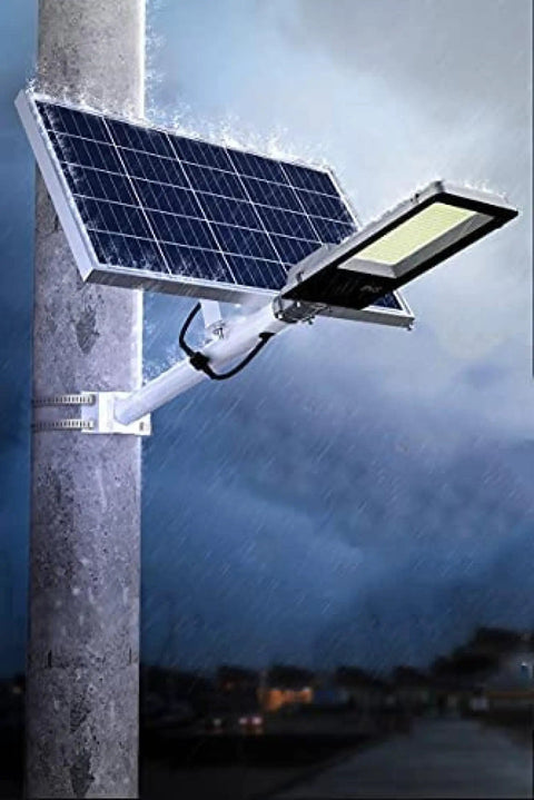 Heavy Duty Outdoor Solar Wall Light With Dusk To Dawn Sensor And Hella Bright Waterproof Led Security Flood Light mounted on pole