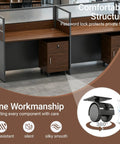 Legit Quality Rolling File Cabinet With Secure Combo Lock For No Sweat Office Organization Sweet Dark Walnut Wood Finish, under desk