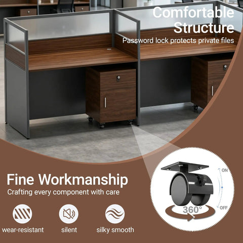 Legit Quality Rolling File Cabinet With Secure Combo Lock For No Sweat Office Organization Sweet Dark Walnut Wood Finish, under desk