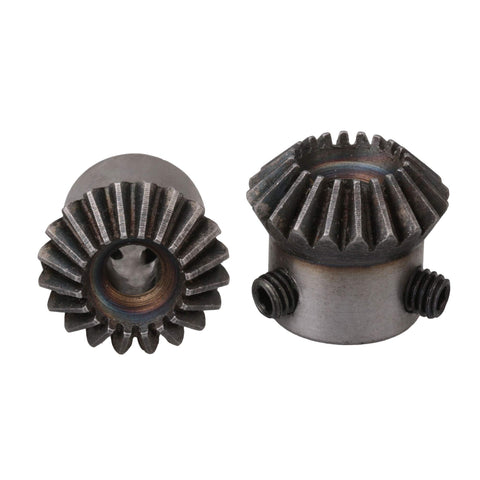 45 Steel Tapered Bevel Gear Wheel 6mm Hole Diameter, 20 Teeth, 1 Modulus, Silver, Pack of 2, showing gear details