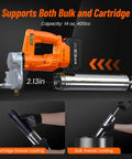 Electric Grease Gun With 10,000 PSI High Pressure, 4.6 Oz Per Minute Flow, Battery Powered With Two 4.0Ah Batteries And Charger, orange color g