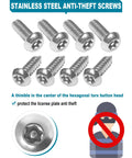 Stainless steel anti-theft screws for Real Carbon Fiber License Plate Frame Hand Wrapped With Stainless Steel Holder