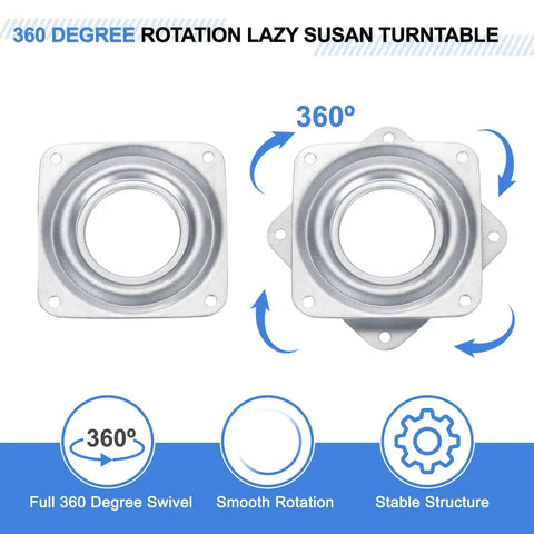 Three Inch Bar Stool Swivel Replacement Plate With 360 Degree Rotation Lazy Susan Turntable For Recliners And Tables Square Ball Bearing Base Mount Silver 72x72mm 8mm Thick, silver metal swivel plate