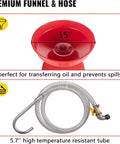 Heavy Duty 20 Gallon Waste Oil Drain Tank With Air Operated Drainer Portable Pro Grade Oil Lift Pan showing red funnel and hose