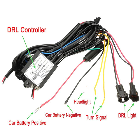Fits Any Ride LED Daytime Running Light Auto On Off Controller Module Box Relay for Cars with wire connectors