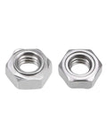 Workhorse Hex Weld Nuts 3/8-16 Carbon Steel Fasteners featuring two hex weld nuts with polished finish for truck builds.