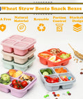 Six Pack Snack Containers With Four Compartment Divided Design, Reusable Bento Box displaying fresh food ingredients