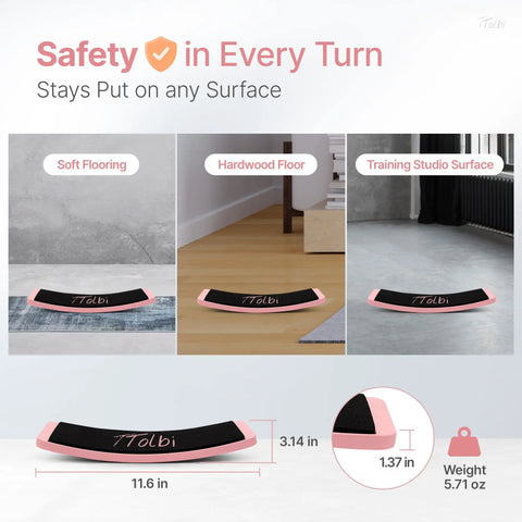 Pro Grade Turn Board For Dancers And Skaters To Improve Turning Balance And Spins Technique Ballet Ice Skating And Dance Training Equipment For Home Practice And Studio Sessions With Durable Non Slip Surface And Portable Design shown on different floor surfaces.