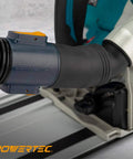 Powerful PowerTec 1-5/8 Inch Hose Adapter with Quick Connect Dust Collection Fitting attached to a tool.