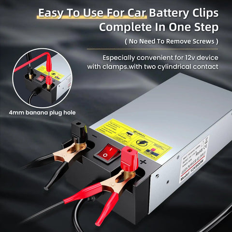 Beefy 800W AC To DC Power Converter, 110V/120V Or 220V/240V Auto Select SMPS Supply, 12V DC Output, Heavy Duty Transformer For Electronics, Travel And Workshop Use