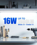 Ultra Bright LED T5 Shop Light 3 Foot 6500K With Built In On Off Switch 16W Low Power Over 1900 Lumens ETL Listed Pack Of 6 Utility Bay Light For Garage Workshop Or Commercial Use illuminated workspace with tools