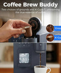 Person placing K-Cup in 3-In-1 Water Dispenser With Ice Maker And Coffee Brewer For Home Or Office, close-up view of controls.