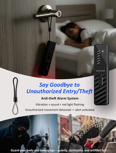 Privacy Pen Hidden Camera Detector With 4 In 1 Spy Camera Finder GPS Tracker Detector Anti Theft Alarm 6 Level Sensitivity 168 Hour Battery Life For Travel Hotel Home Car Office on hotel door