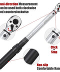 Beefy 3/8-Inch Drive Click Torque Wrench With 10-100 Ft-Lb / 15-135 Nm Range, Dual-Direction Adjustable, 72-Tooth Ratchet shown