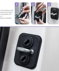 Installation process of Silicone Car Door Strike Protectors Four Pack Heavy Duty Shock Absorbing Latch Covers to Quiet The Slam.