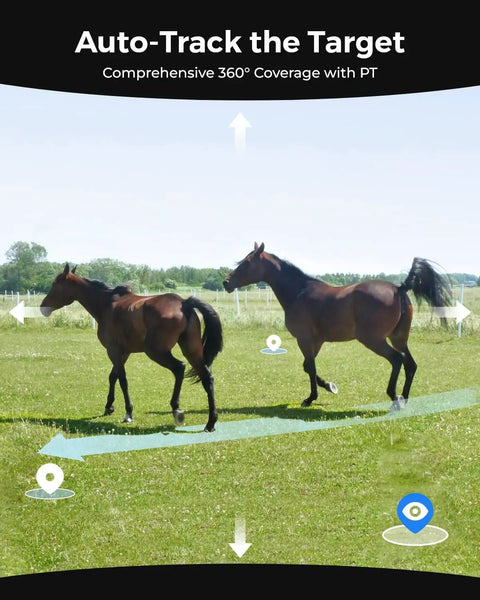 4K Dual Lens Cellular Security Camera With 4G LTE SIM Card Included Wireless Auto Tracking tracking horses in field