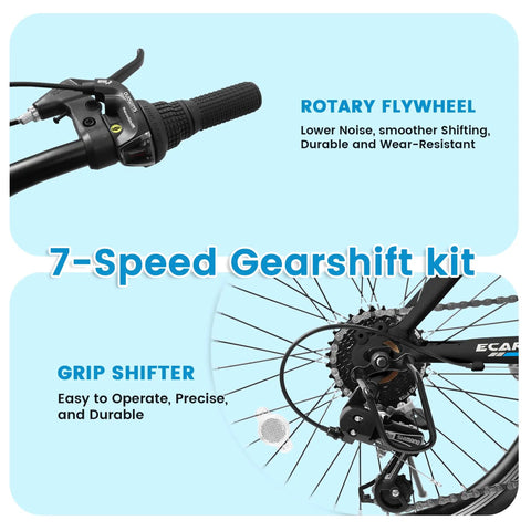 Kids Mountain Bike 20 Inch With 7 Speed Drivetrain, Front Suspension Fork And Disc Brakes, Gearshift Kit Close-up