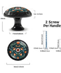 12 Pack Norwegian Rosemaling Folk Style Green Flower Cabinet Knobs dimensions with screws, round black dresser knob detail