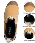 Top view of Mens 6 Inch Steel Toe Slip On Work Boots Chelsea Waterproof Safety Footwear with durable heel patch and quick-pull system.