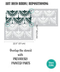 Art Deco Cranes Wall Stencils 2 Pack Large 16.7 By 22.5 Inch overlapping instruction diagram for painting walls.