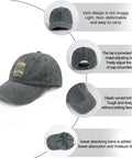 Lightweight Distressed Baseball Cap For Women With Washed Low Profile Style, Adjustable Buckle Strap details and breathable design.