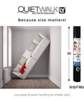 Heavy Hitter Underlayment Roll For Luxury Vinyl Plank Laminate And Engineered Wood Floors Sound Blocking Dense Comfort 50 Square Foot Spool next to a couch.