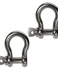 7/8 Inch Stainless Steel Type 316 Screw Pin Anchor Shackles 2 Pack, Heavy Duty Rigging Gear, 4 Ton Working Load Limit, Marine Tow Tie Down Shackles