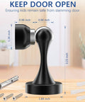 Stainless Steel Magnetic Door Stop Heavy Duty For All Door Types Keeps Doors Open Wall Mount Door Holder Catch Rust Proof SUS 304 Ideal For Home Office And Apartment Use, shown with installation hardware on a wooden floor.