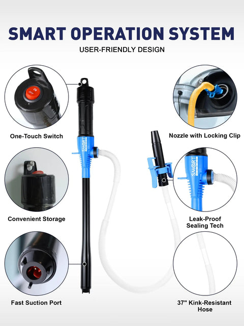 Smart operation system of cordless fuel transfer pump for on the go use, electric gas transfer pump with high flow up to 3 GPM