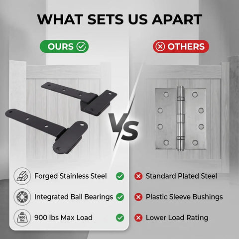 Comparison of Heavy Duty Strap Gate Hinges 13 Inch Rated To Haul 900 Lbs Without Breaking A Sweat Crafted From Solid Stainless Steel.