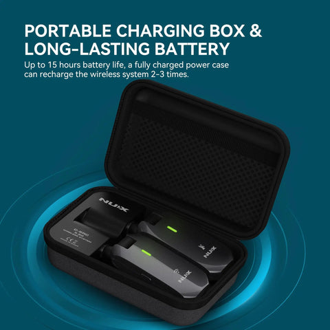 5.8 GHz Wireless Guitar System For Active And Passive Guitars With Charging Case Included No Dropouts Low Interference UHF Transmitter Receiver Auto Match And Pristine 24 Bit Digital Audio in portable charging case
