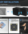 Easy installation steps for Premium High Density Sound Proof Foam Panels 80 Pack Wedge Acoustic Wall Tiles with adhesive tape.