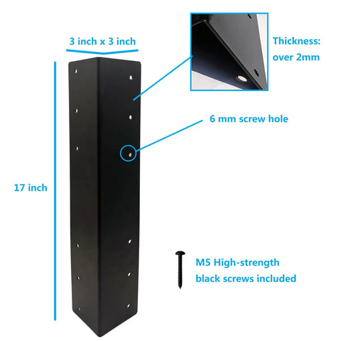 4-Piece 17-Inch Garden Raised Bed Corner Brackets With Screws For 20-24 Inch Lumber Black Powder Coated Steel 2mm Thick