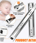 16 Inch Full Extension Drawer Slides Four Pairs Eight Pieces Side Mount Cabinet Glides Built Tough Heavy Duty 100 Lb Capacity Silver Rails product details