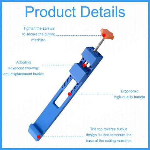 Adjustable Cutting Machine Base Guide For Circular Saw With Innovative Clamp showing ergonomic handle and screws