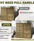 Before and after image showing the benefits of using Vintage Cabinet Pulls 2 Pack Antique Bronze Pendant Handles on a wooden dresser.