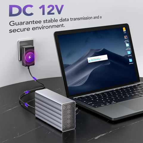Dual Bay Usb C Raid Enclosure Fits 2.5 Or 3.5 Sata Drives With Cooling Fan Expands Storage To 48Tb with laptop connection.